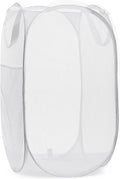 Handy Laundry Collapsible Mesh Pop Up Hamper with Wide Opening and Side Pocket - Breathable, Sturdy, Foldable, and Space-Saving Design for Clothes and Storage (White)