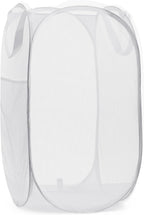 Handy Laundry Collapsible Mesh Pop Up Hamper with Wide Opening and Side Pocket - Breathable, Sturdy, Foldable, and Space-Saving Design for Clothes and Storage (White)