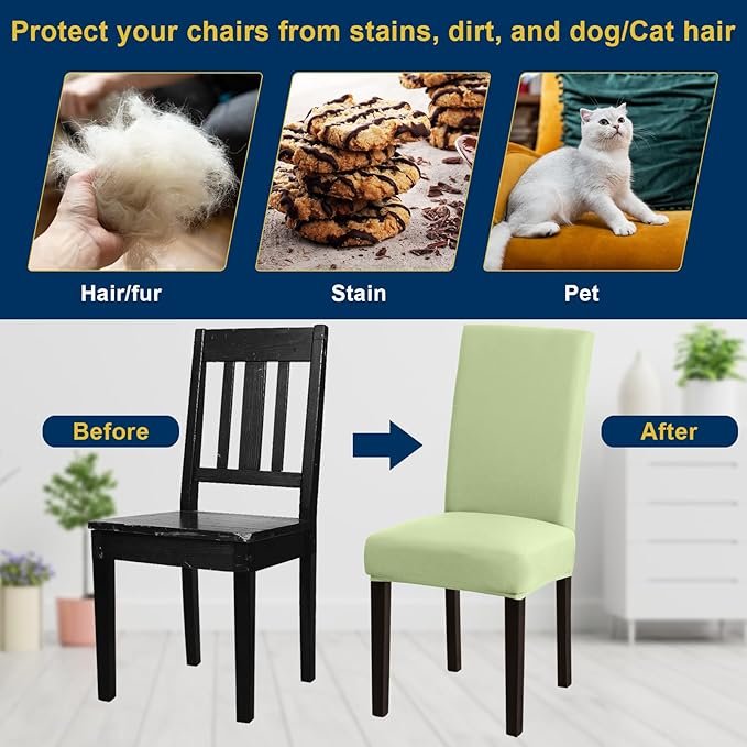 Chair Covers, Stretch Kitchen Chair Covers/Dining Room Chair Covers Set of 8, Removable Washable Dining Chair Slipcovers for Home, Hotel, Banquet