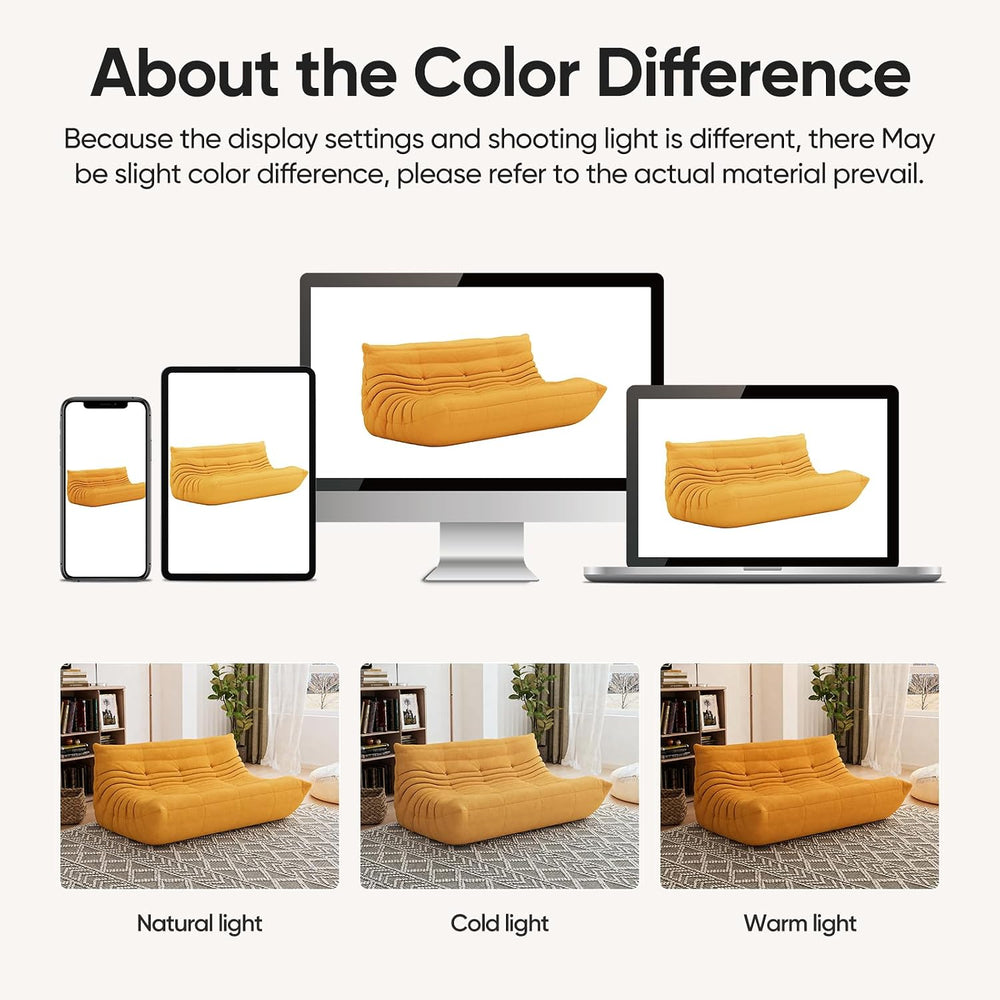 Bean Bag Chair, 3-Seater Memory Foam Fireside Chair, Teddy Yellow | High-dens...