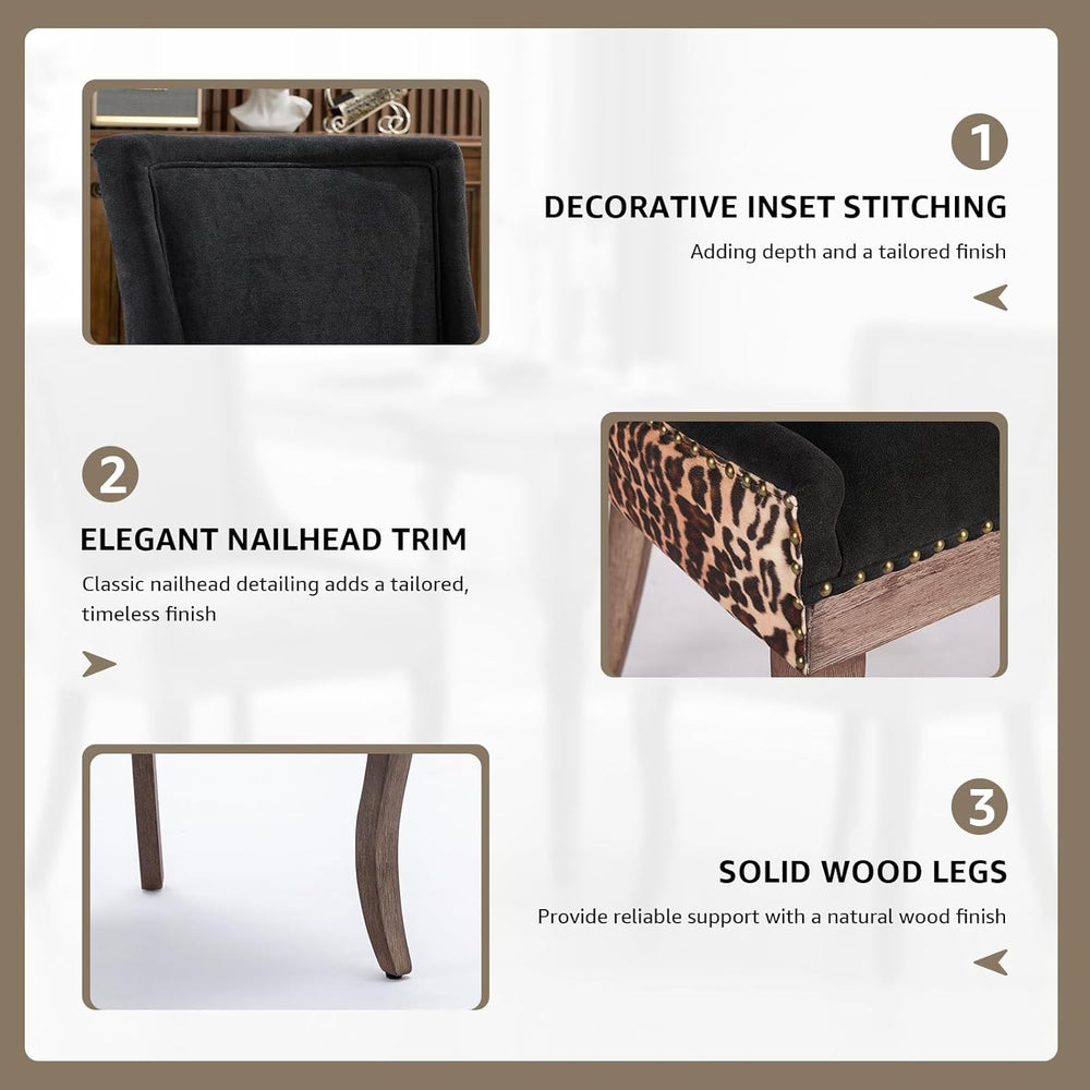 Leopard Upholstered Dining Chairs Set of 6, Animal Print Fabric Kitchen &...