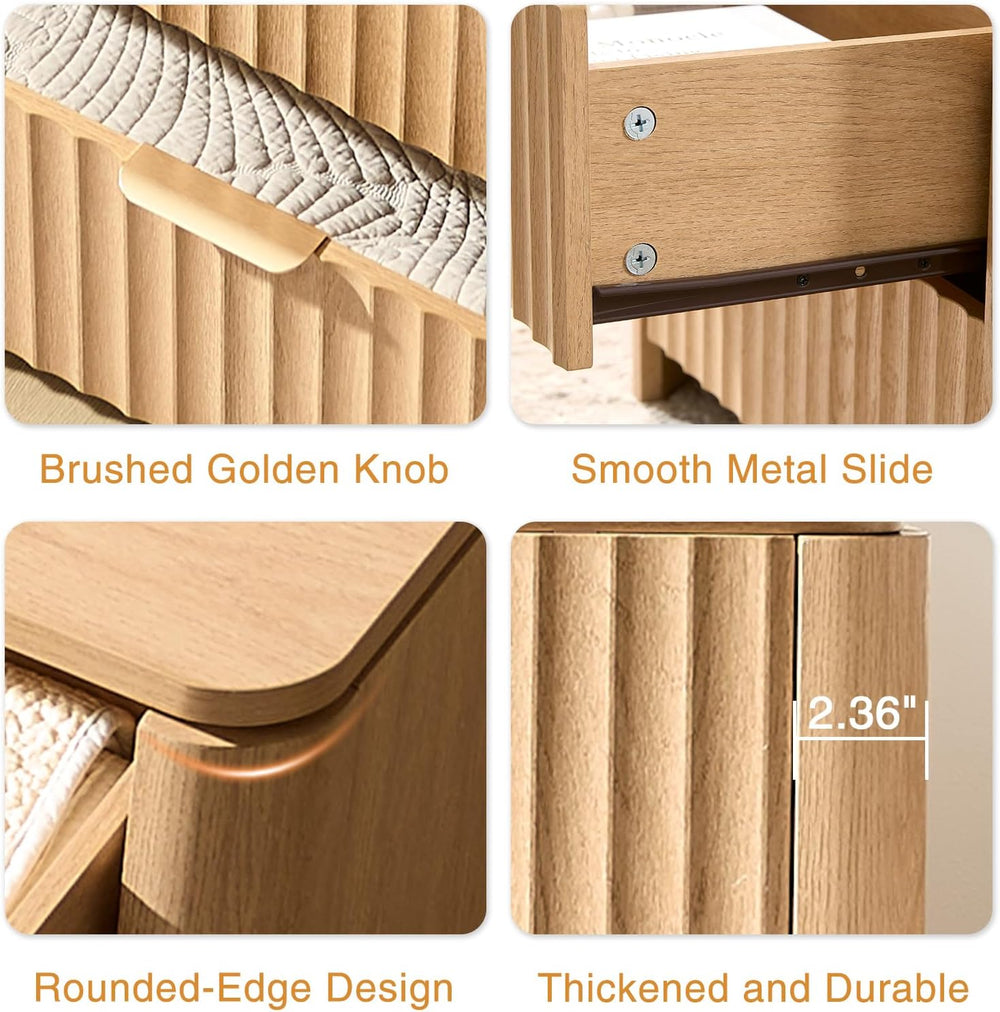 Fluted 6 Drawers Dresser for Bedroom-47.3" Wide Wooden Chest of Drawers ...