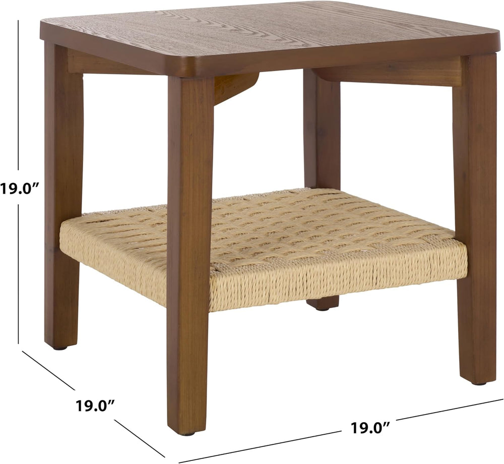 SAFAVIEH Home Collection - Raki End Table, Walnut Brown Square Accent Side Ta...