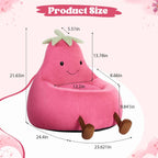 2FT Memory Foam Bean Bag Chair - Ultra Soft Faux Rabbit Fur Round Sofa with Handle & Machine Washable Cover, Comfy Lazy Chair for Kids Teens, Perfect for Reading Gaming in Living Room Bedroom，Magenta