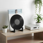 2 Pack Vinyl Record Storage Holder, Metal Record Storage Rack, Vinyl Album Holder for Records Display, Sturdy Tabletop Organizer Stand (Black)