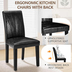 VECELO Upholstered Dining Chairs Set of 4, Modern PU Leather and Solid Wood Legs & High Back,Parsons for Kitchen/Living Room- Black