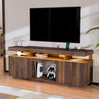 HOMMPA 75 Inch LED TV Stand, Modern Tall Entertainment Center with Power Outlets for Living Room, Bedroom, Walnut TV Console with Storage, Gaming Media Cabinet for 75/70/65/55 Inch TVs