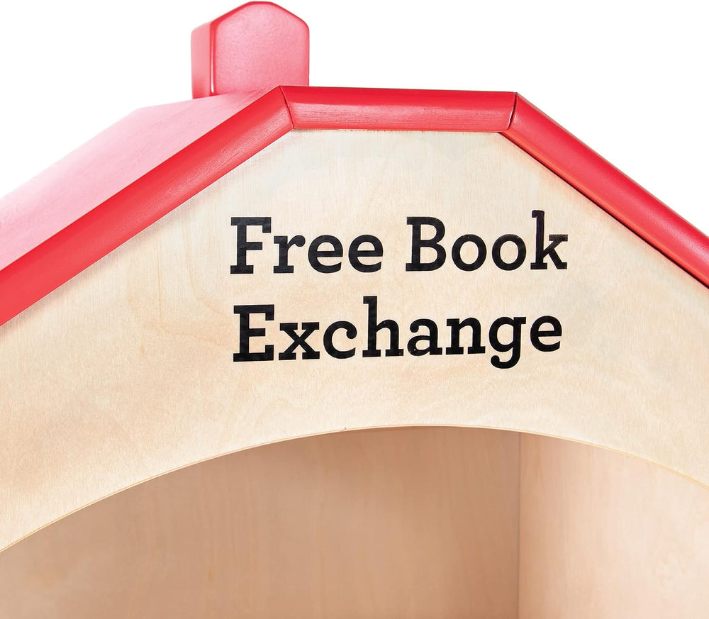 Guidecraft Free Library Exchange Book Stand: 3-Shelf Wooden Storage Bookcase,...