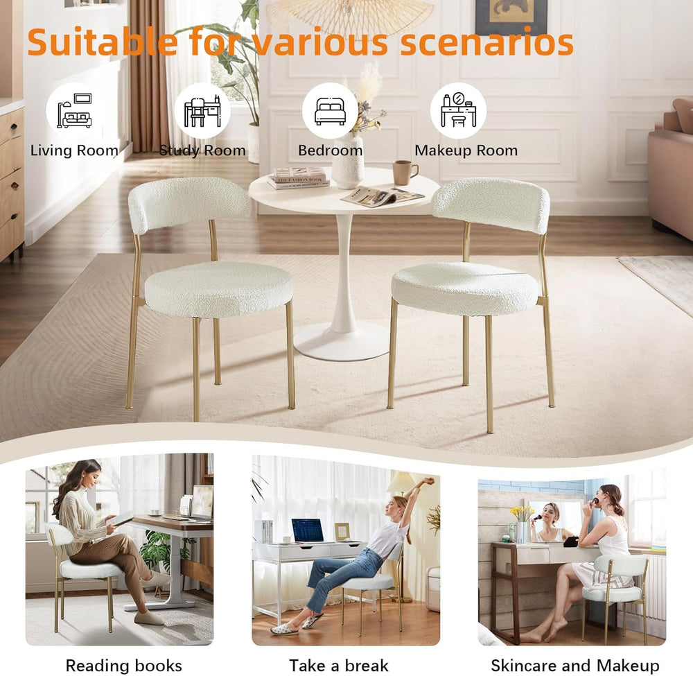 SoarFlash Dining Chairs, Beige Boucle Dining Chairs Set of 6, Kitchen Dining ...