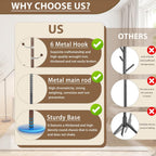 Solid Wooden Coat Rack Stand, Coat Racks Freestanding with 6 Hooks, Natural Birch Wood Coat stands with Sturdy Round Base, Tree Coat Hanger Standing for Entryway Bedroom Office (Walnut)