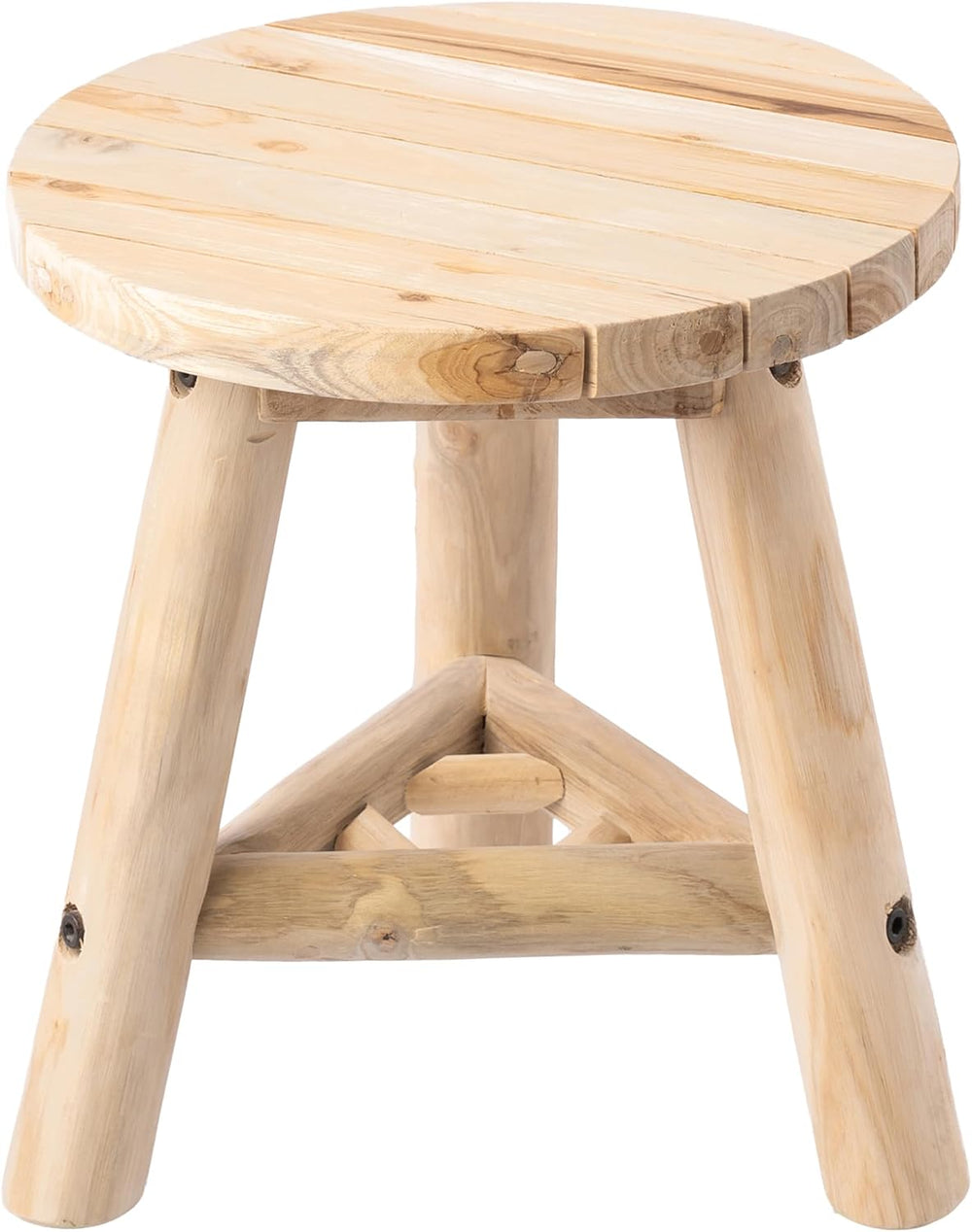 JONATHAN Y Finesse Handcrafted Solid Teak Wood Accent Stool, 14" Rustic ...