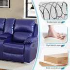 Recliner Sofa Set Couches for Living Room Chair Semi PU Fabric Living Room Furniture Sets, Adjusted Loveseat Reclining Couch Furniture Sofa Set for Theater Seating, Dark Blue