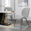 Dining Chairs Set of 2 Modern Velvet Dining Room Chairs Upholstered Dining Chairs with Thick Cushions Metal Legs Armless Back Chair for Kitchen and Living Room Grey