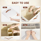 2-Pack Shoe Organizer for Closet, Foldable Shoe Storage Container with Adjustable Dividers & Clear Lid, Holds Up to 12 Pairs, Space-Saving Shoe Boxes, White