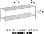 24" Deep x 72" Wide x 27" Height Wire Shelving Kit | 2-Tier | NSF Commercial Storage Rack Unit