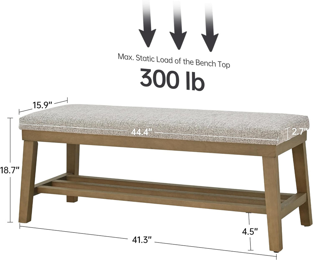 VKNOW Entryway Bench, 44.4" Upholstered Shoe Storage Bench for Entryway ...