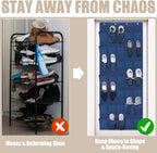 Over The Door Shoe Organizers 35 Mesh Pockets Hanging Shoe Organizer Shoe Rack For Door Closet Entryway Bedroom Bathroom Pantry - Shoe Holder Hanger For Sneakers, Women High Heeled Shoes Blue