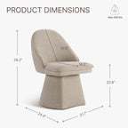Swivel Dining Chairs Set of 4, Upholstered Mid Century Modern Deskchair with Round Back, Linen Fabric Kitchen Chairs for Dining Room, Bedroom, Dressing Room, Khaki