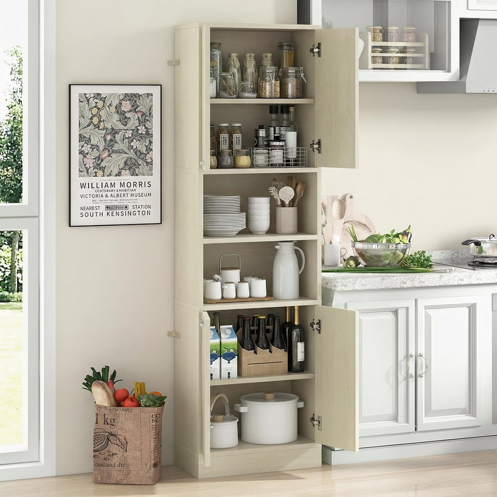 Giantex Kitchen Pantry Cabinet, 75'' Tall Freestanding Cupboard with ...
