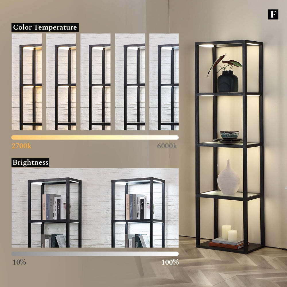 LED Display Shelf with Lights – Glass Display Cabinet for Collectibles with D...