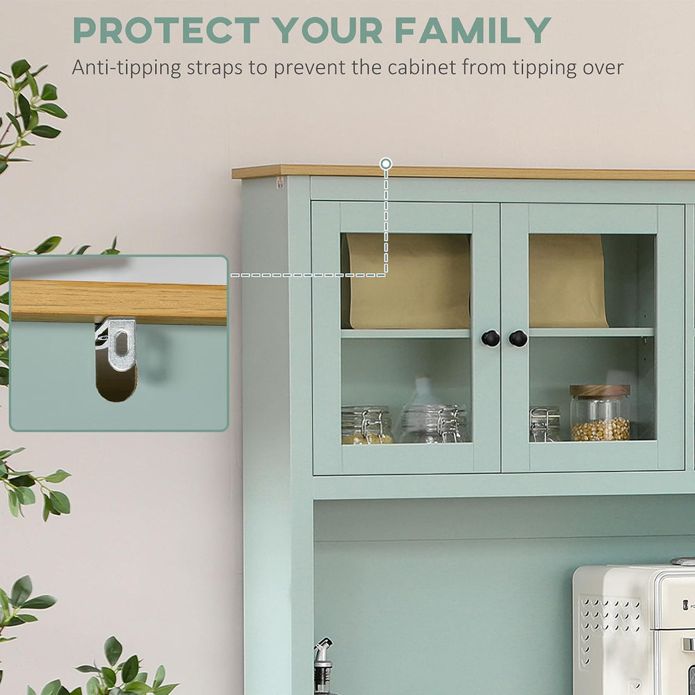 HOMCOM Kitchen Pantry Storage Cabinet with Microwave Stand, 71" Modern K...