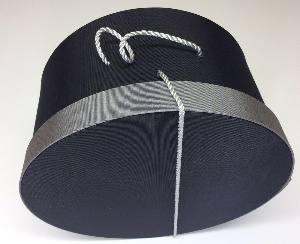 Sarah's Hat Boxes Classic Black/Gray Hat Box – 18.5" x 9.5" (Dia. x Ht.) Handmade in USA – Odorless Non-Toxic Adhesive, Cording Handle – Premium Storage for Hats & Accessories