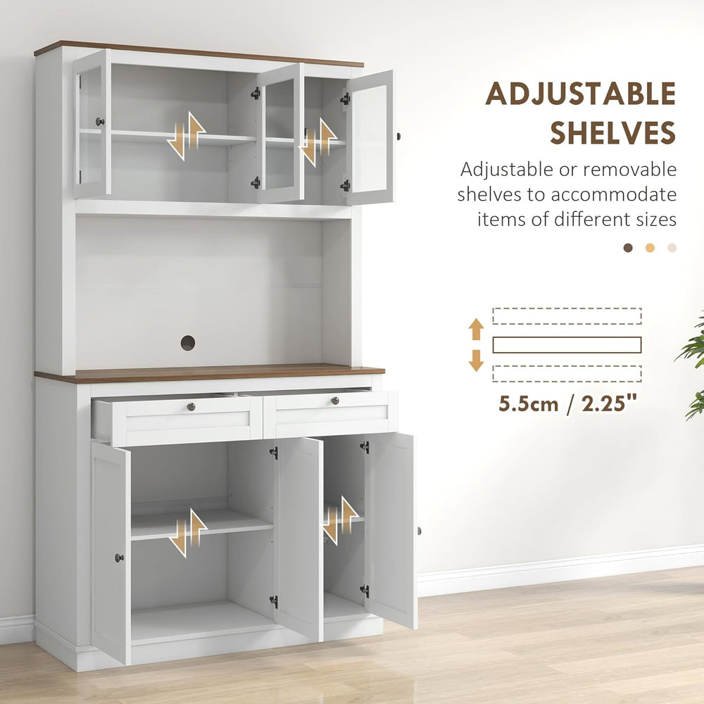71" Tall Kitchen Pantry Storage Cabinet with Microwave Stand, Freestandi...