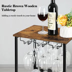 OYEAL Wine Rack Freestanding Floor, Rustic Wine Holder Stand with Wine Storage and Bottle Shelf, 16 Bottles Floor Wine Rack Shelf for Kitchen Dining Room, Office, Bar, Rustic Brown