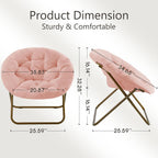 Simple Deluxe Comfy Chairs for Bedroom, Faux Fur Saucer Chair for Adults, Oversized Comfy Soft Saucer Chair, Padded Lazy Chair for Living Room Dorm Rooms, Pink