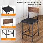 VINGLI Dining Table Set for 2, Kitchen Breakfast Counter Height Small 3 Piece Bar Table and Chairs Set with Storage, Brown