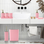 Pink Bathroom Accessories Set - Gorgeous Bathroom Set, 10PC Bathroom Accessory Set, Toilet Brush, Trash Can, Qtip Holder Dispenser & Soap Dispenser