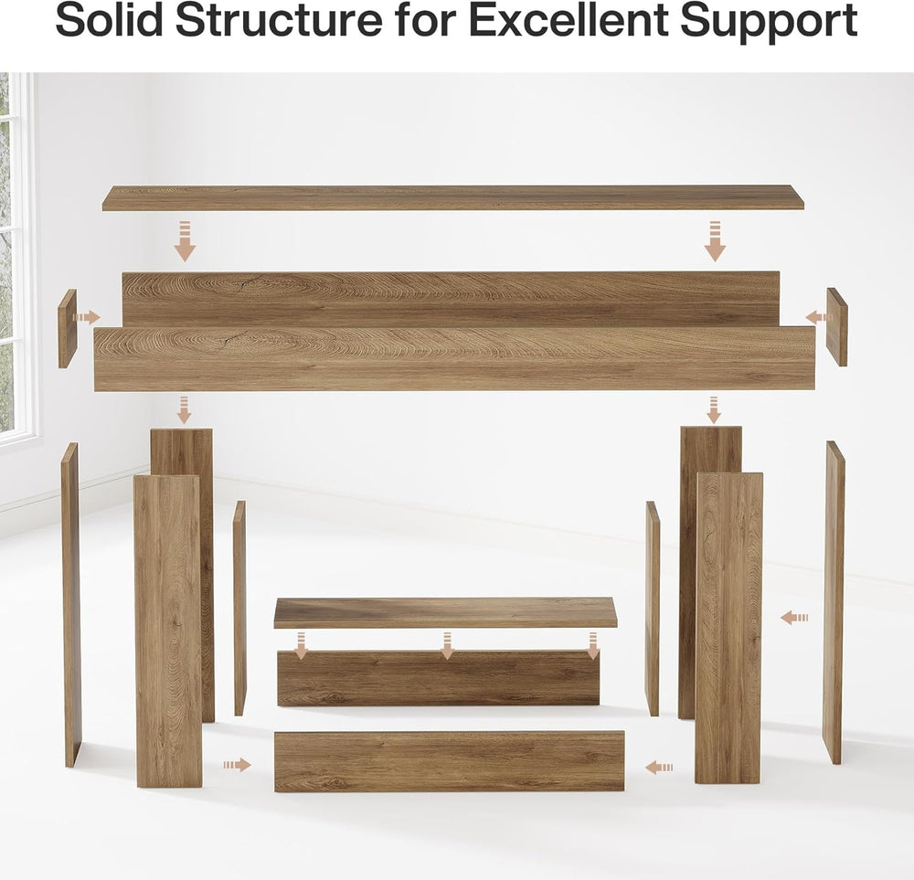 Tribesigns 63" Console Table, Farmhouse 2-Tier Entryway Table with U-Sha...