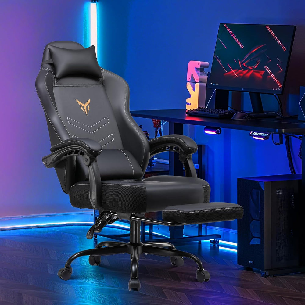 GTPLAYER Gaming Chair with Footrest, Recliner Chair with Headrest & Lumba...