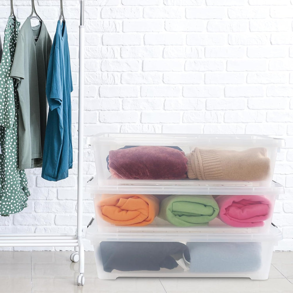 Gloreen 3-Packs Plastic Underbed Storage Bins with Lids, 40 Quart Latch Stora...