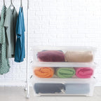 Gloreen 3-Packs Plastic Underbed Storage Bins with Lids, 40 Quart Latch Storage Box