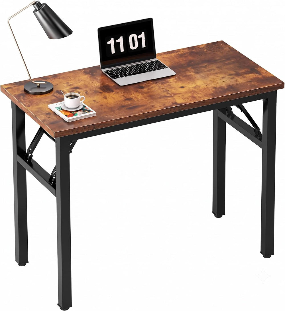 Need Small Folding Computer Desk, 31.5 Inch Writing Table, Rustic Brown