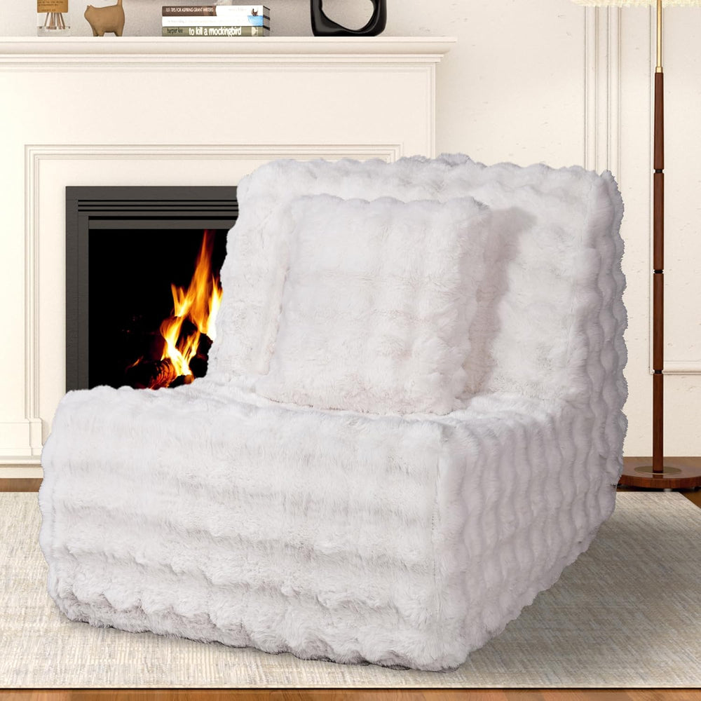 Bean Bag Chair for Adults, Giant Bean Bag Sofa with Soft Pillow, Comfy Faux F...