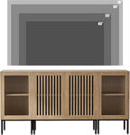 Modern TV Stand for TVs up to 70 Inch, Entertainment Center TV Console with Storage Cabinets and Glass Doors,Media Console for Living Room,Oak