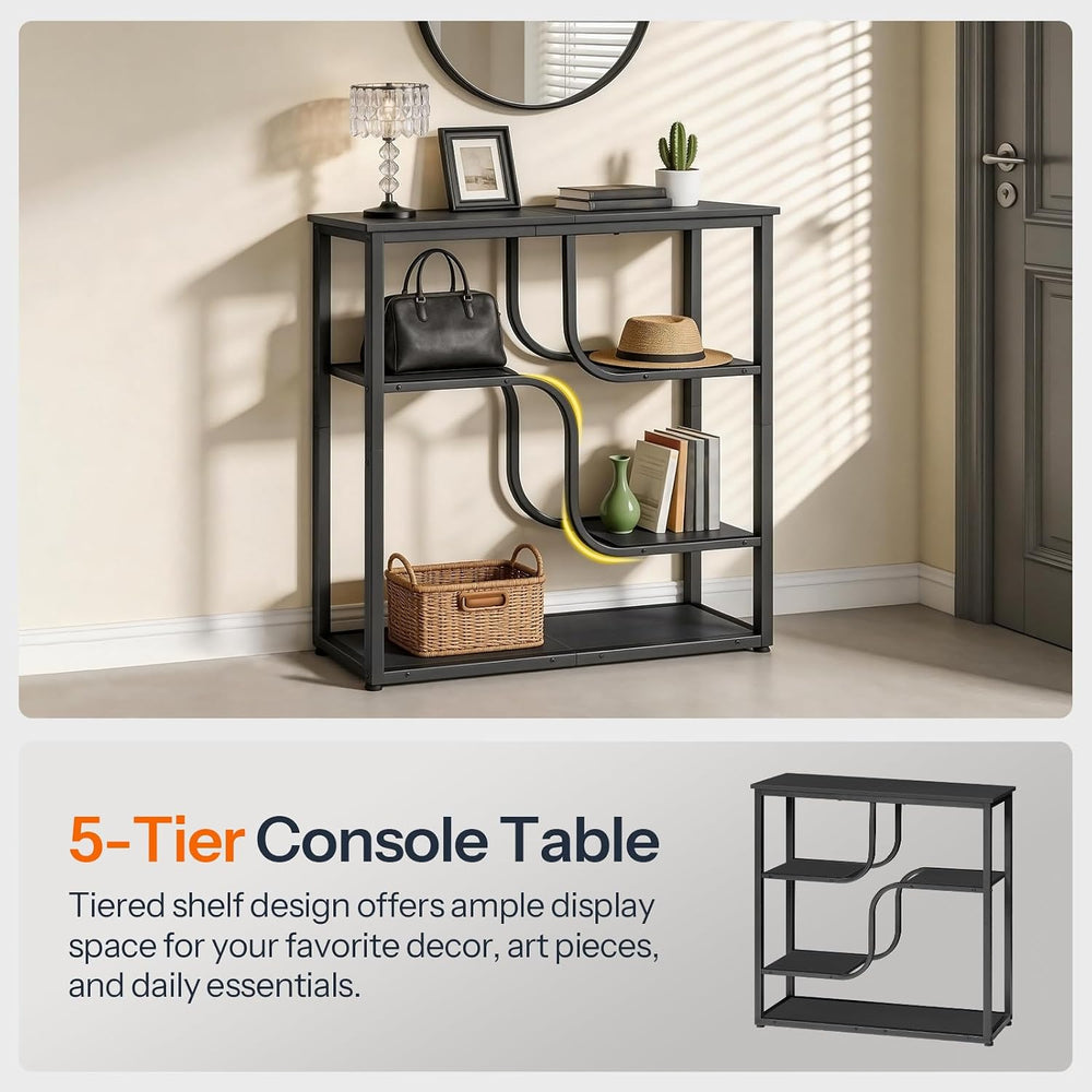 HOOBRO 29.5" Console Table, 5-Tier Narrow Entryway Table, Behind Couch T...