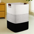 Laundry Hamper 96L Extra Large Laundry Basket, Woven Blanket Basket, Cotton Woven Storage Hamper with Handles for Living Room, Large Baskets for Pillows, Blankets, Clothes-Gradient Black
