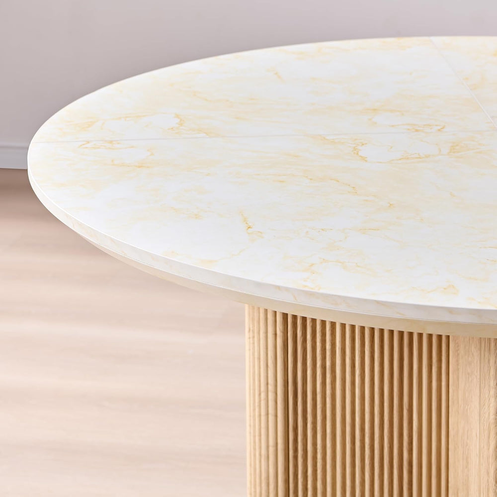 OKD Fluted Round Dining Table for 4, 47" Modern Kitchen Table with Thick...