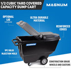 Tilt Truck, 1/2 Cu. Yd. Capacity Dump Cart with Heavy Duty 12” Wheels & 5” Casters for Handling, Transporting on Construction Jobsites, 750 lbs, Trash Cart with Wheels DUC12A-03PK (3-Pack)