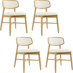 CHITA Wooden Dining Chairs Set of 4, Mid Century Modern Dining Room Chair, Natural Solid Wood Frame Kitchen Chairs, for Dining Room, Kitchen, Living Room (Upholstered Seat, Oak)
