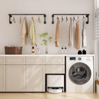 Industrial Pipe Clothes Racks 2 Pack, Black Pipe Wall Mounted Clothing Racks for Hanging Clothes, Space Saving Closet Hanging Rod for Laundry Room, Bedroom