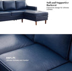 Kingfun 88" L-Shape Sofa, Chenille Sectional Couch, Mid Century Modern Couches with Solid Wood Frame for Living Room & Bedroom, Royal Blue
