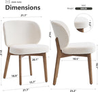 YOUNIKE Dining Chair with High Back Single Mid Century Modern Kitchen Chair Boucle Fabric Upholstered Armless Accent Chair 20" Wide Padded Seat with Wooden Leg for Dining Living Room Bedroom Beige