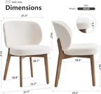 YOUNIKE Dining Chair with High Back Single Mid Century Modern Kitchen Chair Boucle Fabric Upholstered Armless Accent Chair 20" Wide Padded Seat with Wooden Leg for Dining Living Room Bedroom Beige