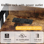 4 Tier Bakers Rack for Kitchens, Adjustable Microwave Stand with Storage, Metal Storage Shelves for Dinning Room Coffee Bar, Rustic Brown