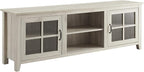 Walker Edison Portsmouth Classic 2 Glass Door TV Stand for TVs up to 80 Inches, 70 Inch, Birch