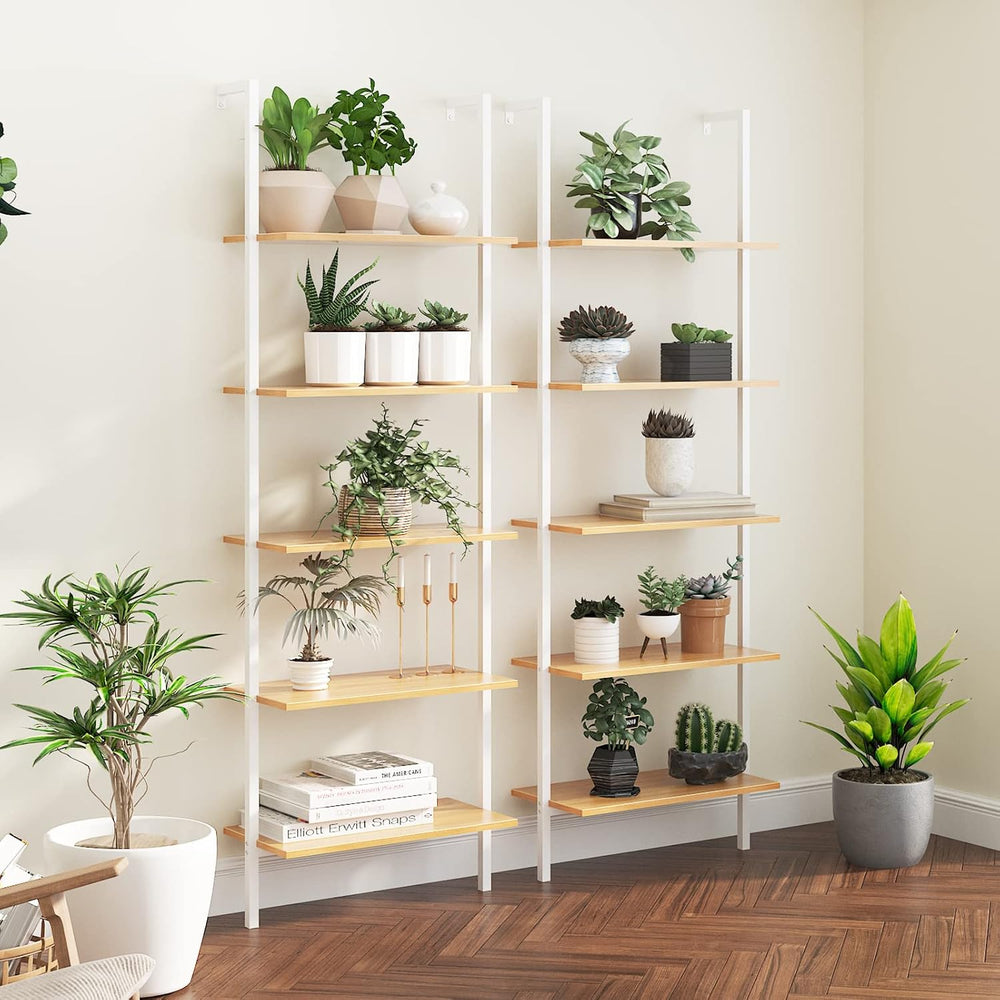 sogesfurniture Industrial Wall-Mounted Ladder Shelf, Wall-Mounted Bookshelf, ...
